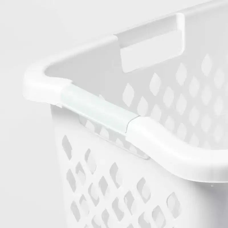 Cesto per la biancheria 2.1bu Lamper bianco - Brightroom™: Cesto portabiancheria in plastica con manici integrati, apertura superiore, capacità 19.55