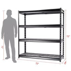 Scaffalatura Atlas a 4 ripiani 183x61x183 cm per carichi pesanti, capacità 5443 kg, finitura martellata: Stoccaggio multiuso in acciaio, ripiani regolabili