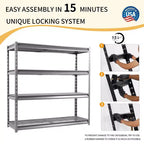Atlas Scaffalatura a 4 Ripiani 183x61x183cm Per Garage Uso Intenso Carico 3630kg Grigio Venato: Acciaio, Ripiani Regolabili e Fissi, Resistente alla Ruggine