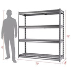 Atlas Scaffalatura a 4 Ripiani 183x61x183cm Per Garage Uso Intenso Carico 3630kg Grigio Venato: Acciaio, Ripiani Regolabili e Fissi, Resistente alla Ruggine