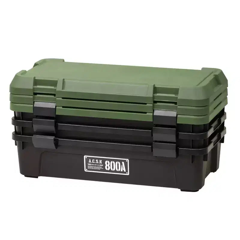 JEJ Astage Tough Trunk 800AX Contenitore per Stoccaggio Impilabile Robusto Multiuso Verde Nero