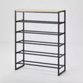 5 Tier Shoe Rack Black Metal with Natural Wood - Brightroom™