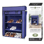 J&V TEXTILES Scarpiera a 4 Ripiani con Tasca Laterale Può Contenere 24 Scarpe Blu Scuro