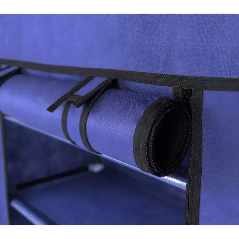 J&V TEXTILES Scarpiera a 4 Ripiani con Tasca Laterale Può Contenere 24 Scarpe Blu Scuro