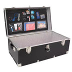 Organizzatore per coperchio baule Seward: baule da campo e cassapanca portaoggetti neri, utilizzo universale, nessun montaggio, capacità 11,3 kg
