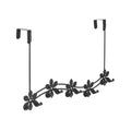 Spectrum Diversified Flower Over The Door 5 Hook Rack: Metal & Wood Utility Storage, Portable Universal Organizer