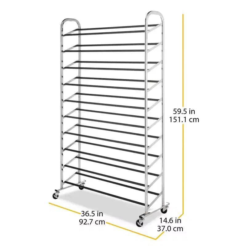 Whitmor Portascarpe a Torre a 10 Livelli, Argento: Scarpiera Autoportante per Armadio, Contiene 50 Paia, Telaio in Ferro e Plastica, Altezza 151 cm