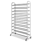 Whitmor Portascarpe a Torre a 10 Livelli, Argento: Scarpiera Autoportante per Armadio, Contiene 50 Paia, Telaio in Ferro e Plastica, Altezza 151 cm