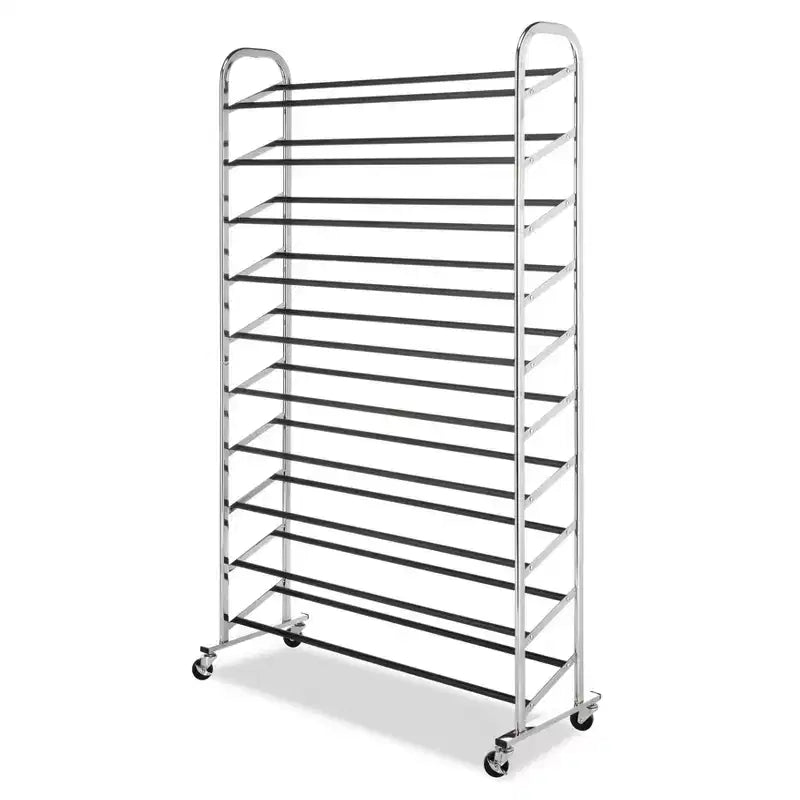 Whitmor Portascarpe a Torre a 10 Livelli, Argento: Scarpiera Autoportante per Armadio, Contiene 50 Paia, Telaio in Ferro e Plastica, Altezza 151 cm