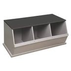 Badger Basket Three Bin Stackable Storage Cubby Woodgrain/Gray