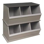 Badger Basket Cassettiera impilabile a tre scomparti, effetto legno/grigio