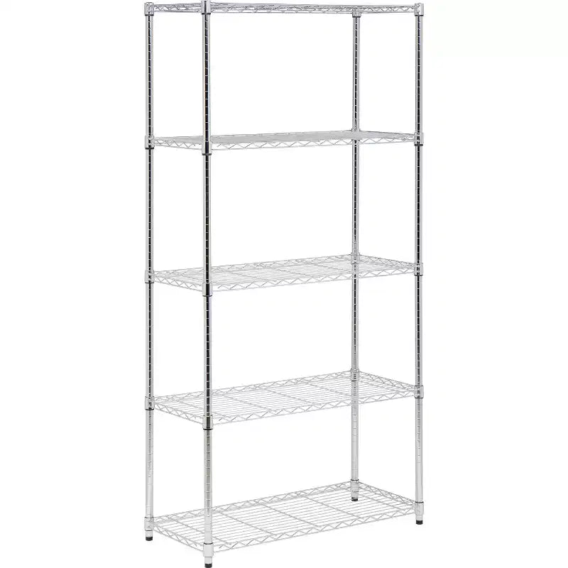 Honey-Can-Do 18" x 36" x 72" 5 Tier Organizing Shelf Chrome: Wire Shelving, Steel, 350 lb Capacity, Universal Storage