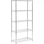 Honey-Can-Do 18" x 36" x 72" 5 Tier Organizing Shelf Chrome: Wire Shelving, Steel, 350 lb Capacity, Universal Storage