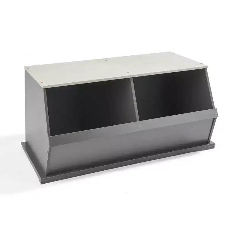 Badger Basket 2 Bin Stackable Storage Cubby Charcoal/Gray Woodgrain: Toy Storage, MDF Laminate, Enclosed Back, 3+ Years