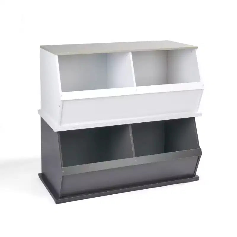 Badger Basket Cubby portagiochi impilabile a 2 scomparti in laminato MDF effetto legno carbone/grigio con retro chiuso, 3+ anni
