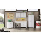 Manhattan Comfort Fortress Set 3.0 Mobile Salvaspazio da Garage con Armadietto e Banco da Lavoro, 3 pz, Bianco