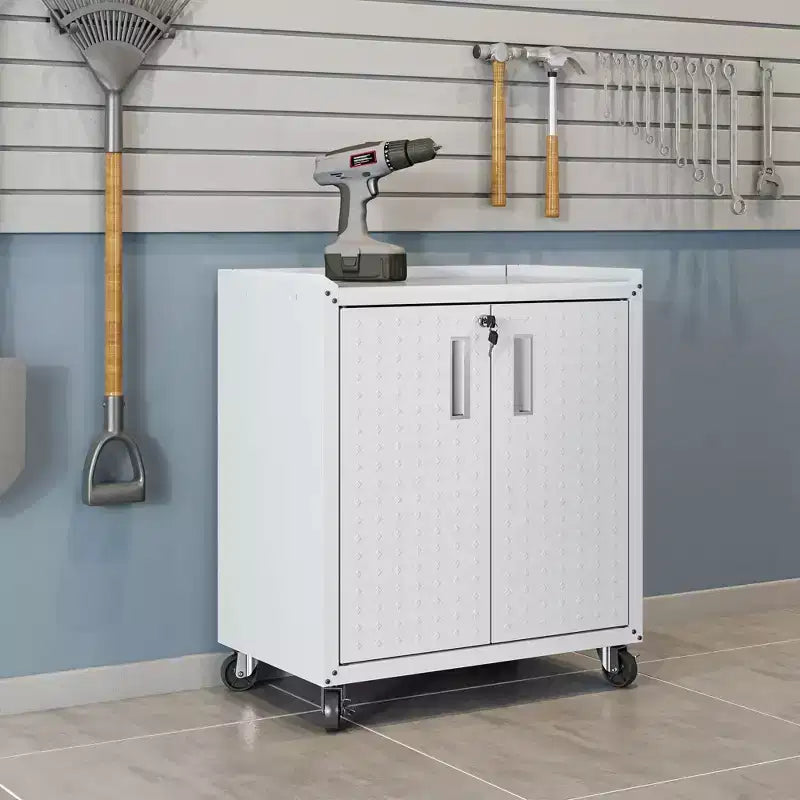 Manhattan Comfort Fortress Set 3.0 Mobile Salvaspazio da Garage con Armadietto e Banco da Lavoro, 3 pz, Bianco