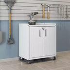Manhattan Comfort Fortress Set 3.0 Mobile Salvaspazio da Garage con Armadietto e Banco da Lavoro, 3 pz, Bianco