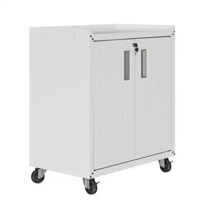 Manhattan Comfort Fortress Set 3.0 Mobile Salvaspazio da Garage con Armadietto e Banco da Lavoro, 3 pz, Bianco