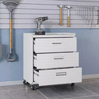 Manhattan Comfort Fortress Set 3.0 Mobile Salvaspazio da Garage con Armadietto e Banco da Lavoro, 3 pz, Bianco