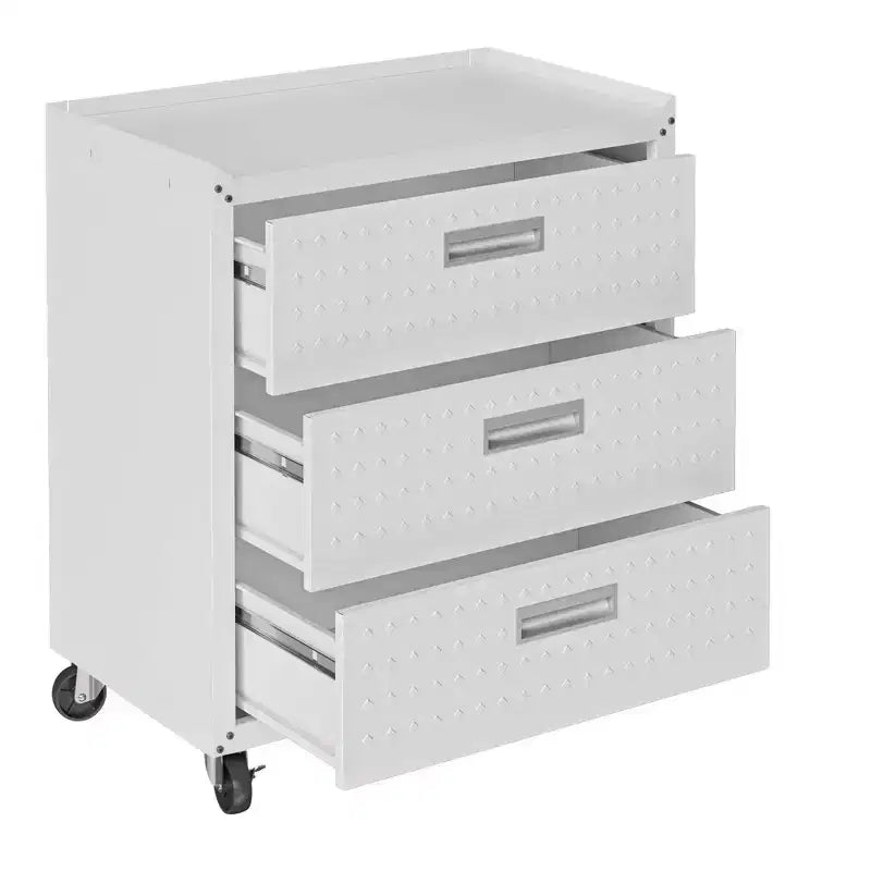 Manhattan Comfort Fortress Set 3.0 Mobile Salvaspazio da Garage con Armadietto e Banco da Lavoro, 3 pz, Bianco