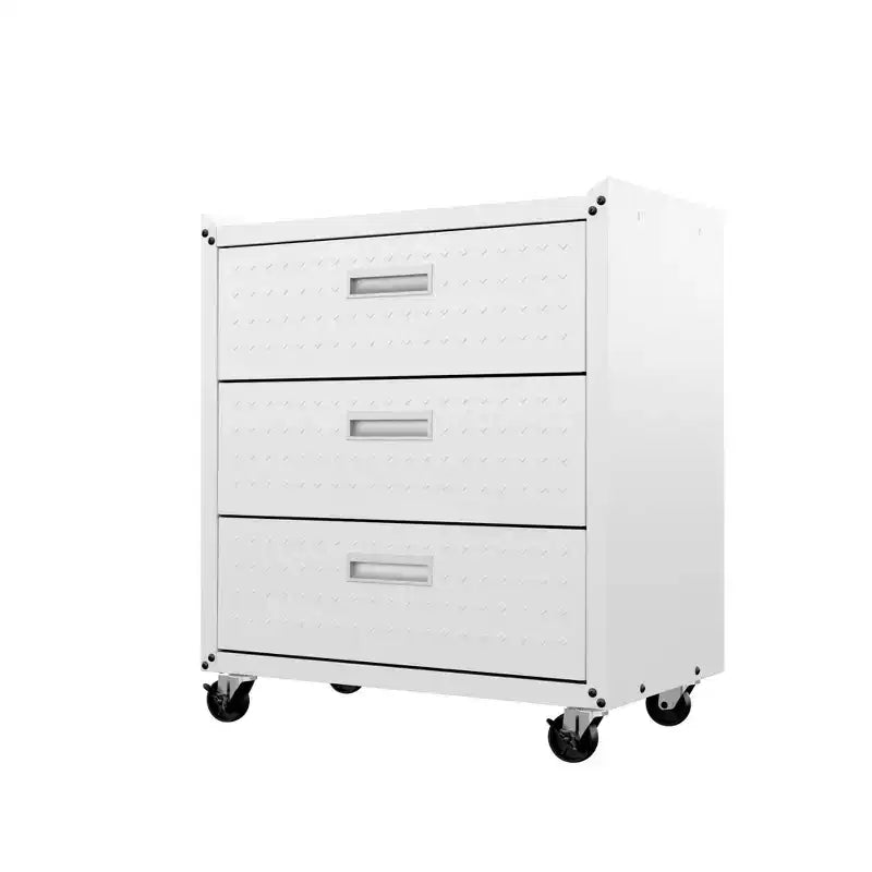 Manhattan Comfort Fortress Set 3.0 Mobile Salvaspazio da Garage con Armadietto e Banco da Lavoro, 3 pz, Bianco