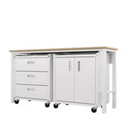 Manhattan Comfort Fortress Set 3.0 Mobile Salvaspazio da Garage con Armadietto e Banco da Lavoro, 3 pz, Bianco