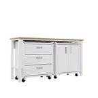 Manhattan Comfort Fortress Set 3.0 Mobile Salvaspazio da Garage con Armadietto e Banco da Lavoro, 3 pz, Bianco