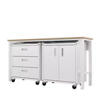 Manhattan Comfort Fortress Set 3.0 Mobile Salvaspazio da Garage con Armadietto e Banco da Lavoro, 3 pz, Bianco
