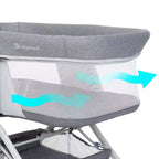 Culla portatile a dondolo 2 in 1 Baby Trend Quick-Fold - Shadow Stone Gray: Design moderno, telaio pieghevole in metallo