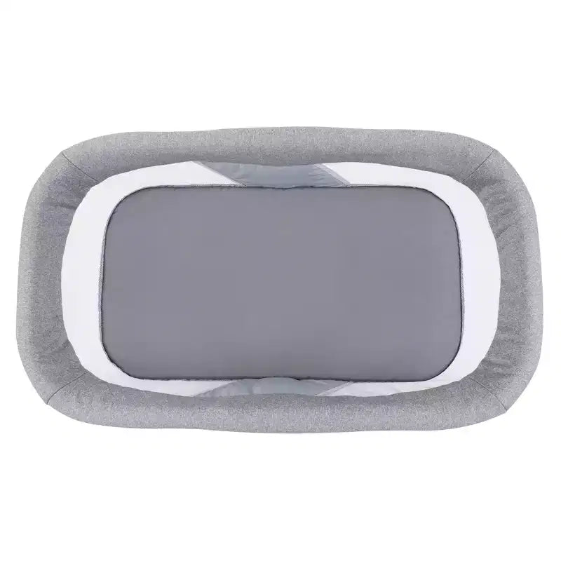 Culla portatile a dondolo 2 in 1 Baby Trend Quick-Fold - Shadow Stone Gray: Design moderno, telaio pieghevole in metallo
