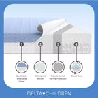 Delta Children Materassino per Culla Mini Traspirante da 10 cm con Cloud Core - Certificazione Greenguard Gold: Sensazione di Fermezza, Design Ibrido, Rivestimento Non Trapuntato