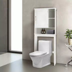 Mobile pensile salvaspazio da WC Teamson Home Newport in legno, bianco: mobile da bagno autoportante con ripiano regolabile e ferramenta in nichel