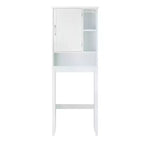 Mobile pensile salvaspazio da WC Teamson Home Newport in legno, bianco: mobile da bagno autoportante con ripiano regolabile e ferramenta in nichel