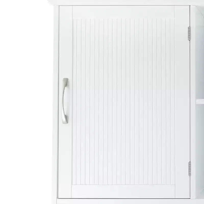 Mobile pensile salvaspazio da WC Teamson Home Newport in legno, bianco: mobile da bagno autoportante con ripiano regolabile e ferramenta in nichel