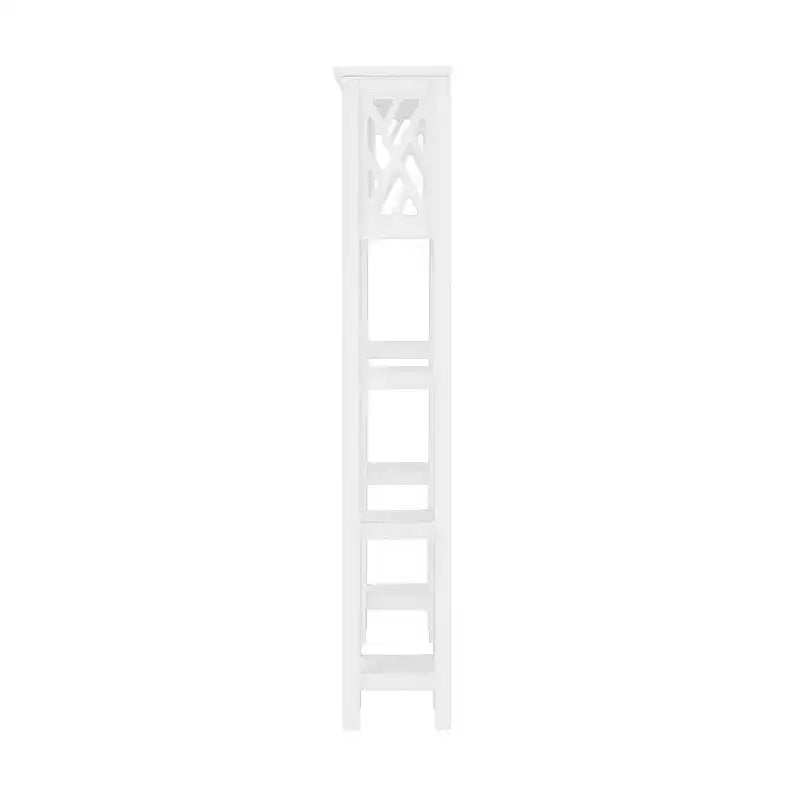 Mobile da bagno Coventry con mensole aperto sopra il WC, colore bianco - Alaterre Furniture