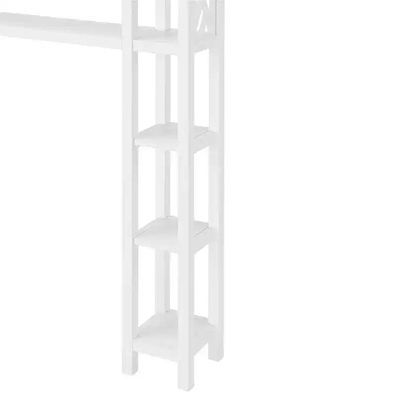 Mobile da bagno Coventry con mensole aperto sopra il WC, colore bianco - Alaterre Furniture