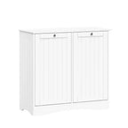 RiverRidge Home Ashland Double Tilt Out Laundry Hamper Cabinet with Removable Cloth Storage Bags White