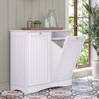 RiverRidge Home Ashland Mobile lavanderia a due cesti a ribalta con sacchi portaoggetti in tessuto rimovibili bianco