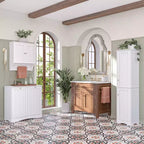 RiverRidge Home Ashland Mobile lavanderia a due cesti a ribalta con sacchi portaoggetti in tessuto rimovibili bianco