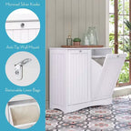 RiverRidge Home Ashland Mobile lavanderia a due cesti a ribalta con sacchi portaoggetti in tessuto rimovibili bianco