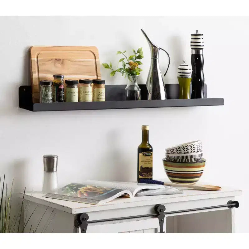 Kate & Laurel All Things Decor Mensola a Muro Mezzo Modern 91 cm in Metallo Nero: Montaggio a Parete, Nessun Assemblaggio Richiesto