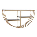15"x28" Wooden 3 Shelves Wall with Half Moon Shape Gold - Olivia & May: MDF, No Assembly Required