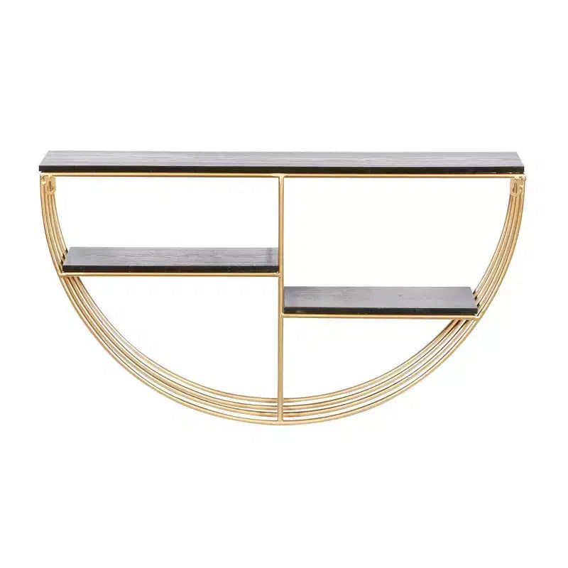 Mensola a muro in legno 15"x28" con 3 ripiani a mezza luna color oro - Olivia & May: MDF, nessun montaggio richiesto