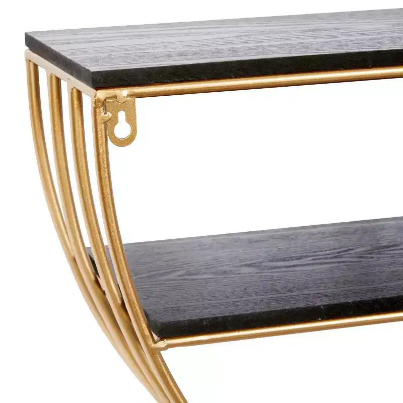 Mensola a muro in legno 15"x28" con 3 ripiani a mezza luna color oro - Olivia & May: MDF, nessun montaggio richiesto