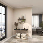 Mensola a muro in legno 15"x28" con 3 ripiani a mezza luna color oro - Olivia & May: MDF, nessun montaggio richiesto