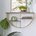 Mensola a muro in legno 15"x28" con 3 ripiani a mezza luna color oro - Olivia & May: MDF, nessun montaggio richiesto