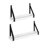 (Set of 2) 5" x 10" Sudbury Wood and Metal Wall Shelf Set White/Black - Kate & Laurel All Things Decor: Modern Floating Storage