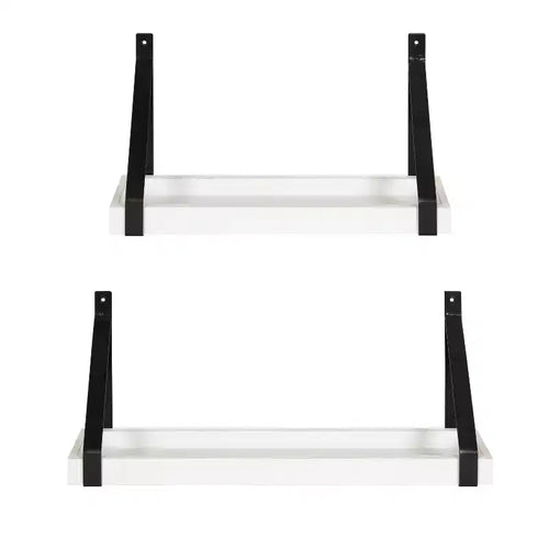 (Set di 2) Mensole da parete in legno e metallo Sudbury 12,7 x 25,4 cm, bianco/nero - Kate & Laurel All Things Decor: Mensole fluttuanti moderne