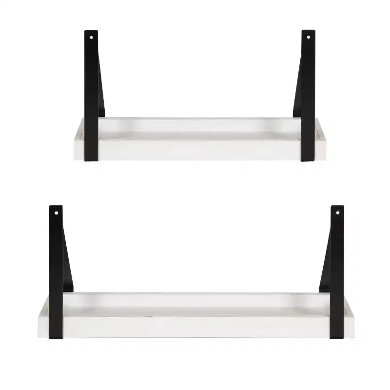 (Set di 2) Mensole da parete in legno e metallo Sudbury 12,7 x 25,4 cm, bianco/nero - Kate & Laurel All Things Decor: Mensole fluttuanti moderne